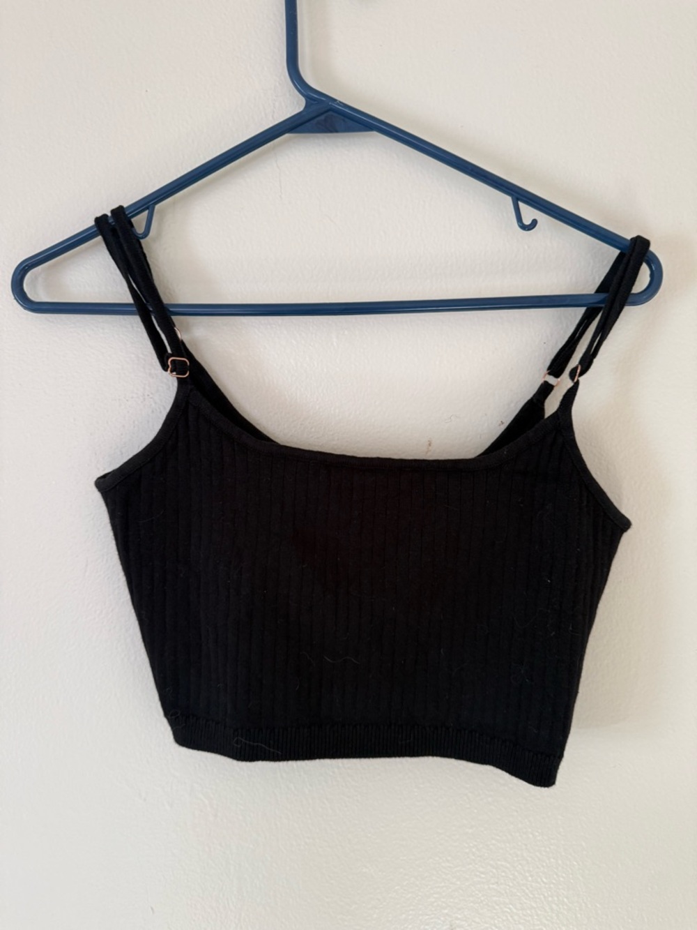 Free People Black Ribbed Crop Cami